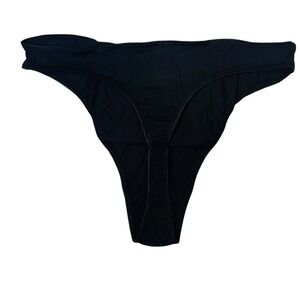 Vtg NEW Victorias Secret Cotton Thong Panty Black XS S New With Tags‎ 1998 Retro